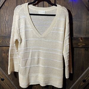 May Berries Cream Knit V-Neck Sweater